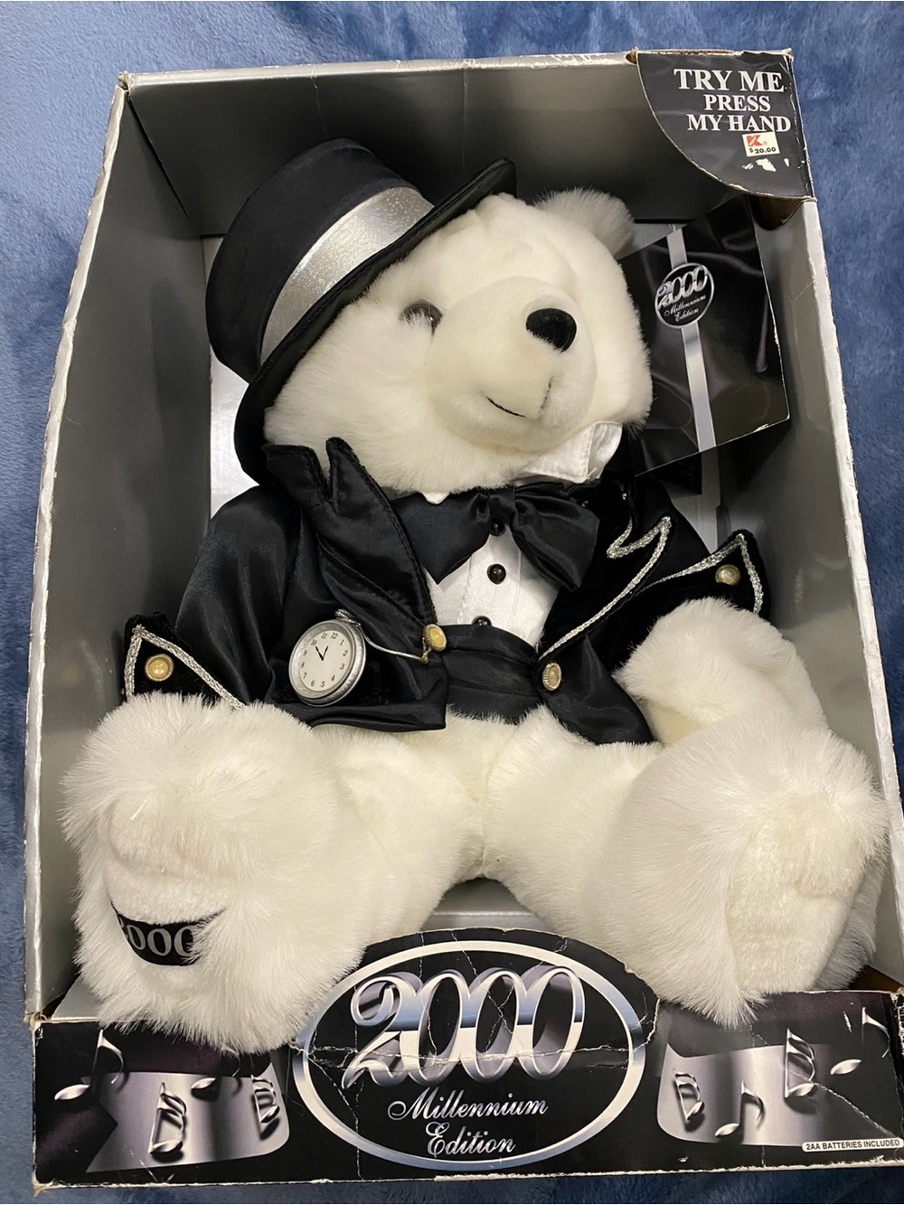 2000 Millennium Edition DanDee White Teddy Bear New Years Eve Countdown